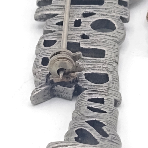 JJ Jonette Vintage Santa Hat Cat Mouse Dangle Brooch Happy Holidays Pin 2.75" - Picture 6 of 12